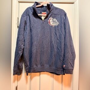 League Men's Gonzaga Blue Quarter-Zip Pullover with Bulldog Patch